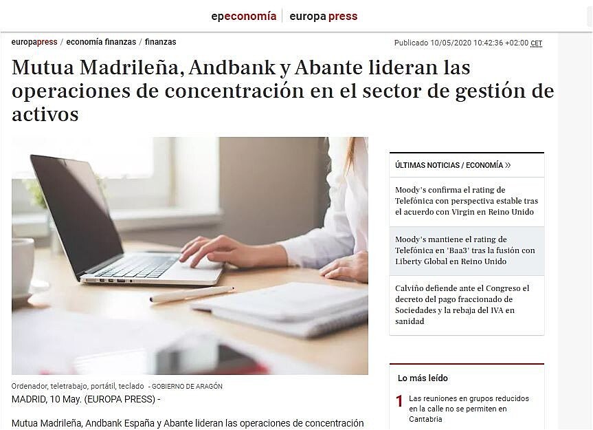 Mutua Madrilea, Andbank y Abante lideran las operaciones de concentracin en el sector de gestin de activos